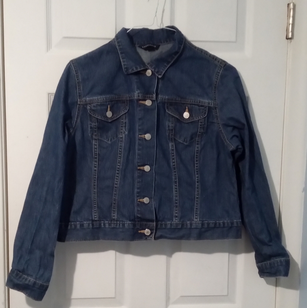 Lands' End Classic Trucker Style Blue Denim Jacket